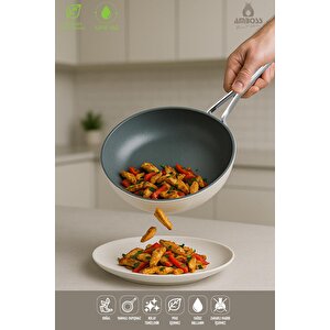 Sera Nova Yanmaz Yapışmaz Seramik Wok Tava 28 Cm – Beyaz