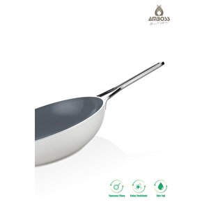 Sera Nova Yanmaz Yapışmaz Seramik Wok Tava 28 Cm – Beyaz