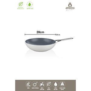 Sera Nova Yanmaz Yapışmaz Seramik Wok Tava 28 Cm – Beyaz