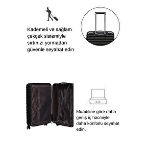 2'li Valiz Seti Polikarbon Orta Boy - Kabin Boy Valiz Siyah 1811