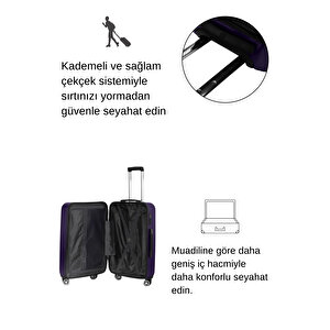 Orta Boy %100 Polikarbon Valiz Parlak Mor 1815