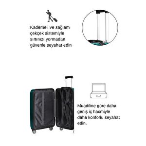 2'li Valiz Seti Polikarbon Büyük Boy – Kabin Boy Valiz Petrol 1809