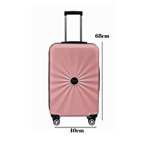 Orta Boy %100 Polikarbon Valiz 4x2 Teker Rose 1809
