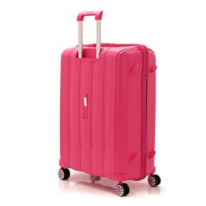 Mçs 3lü Set Kırılmaz Silikon Seyahat Valizi Bavulu V305 Fuşya