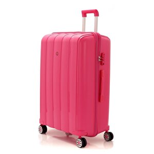 Mçs 3lü Set Kırılmaz Silikon Seyahat Valizi Bavulu V305 Fuşya