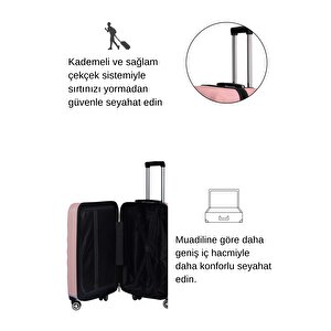 2'li Valiz Seti Polikarbon Büyük Boy – Orta Boy Valiz Rose 1809