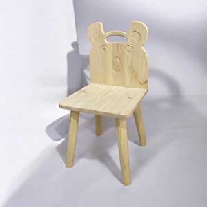 Natural - Montessori Ahşap Masa Ve Ayıcıklı Sandalye