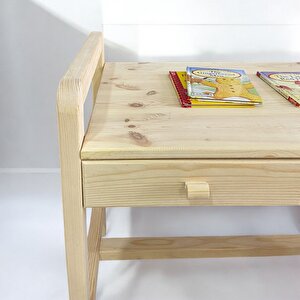 Natural - Montessori Ahşap Masa Ve Ayıcıklı Sandalye