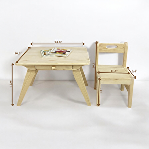 Isabel - Montessori Çocuk Masa Ve Ayıcıklı Sandalye