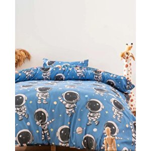 Astronot Mavi Çift Taraflı Çocuk Nevresim Takımı 160x220 Cm