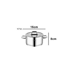 Nova Paslanmaz Çelik Cam Kapaklı Derin Tencere 16x8 Cm