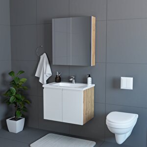 Zürih 65 Cm Mdf Gövde Membran Kapak Banyo Dolabı Seti Atlantik Çam