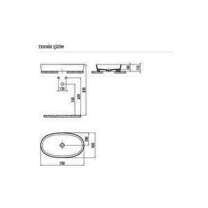 Lp170 Loop Tezgah Üstü Oval Çanak Lavabo 40x70 Cm