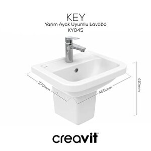 Ky045 Key Köşeli Yarım Ayak Lavabo 36*45 Cm