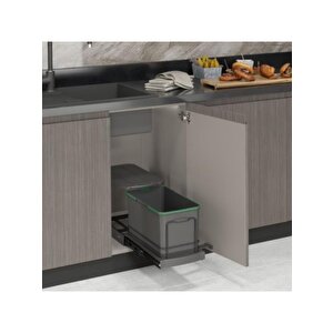 S-2573-a Teleskopik Raylı Plastik 16 Lt. Gri Çöp Kovası