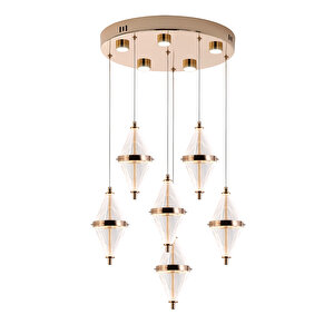 Harold 6'lı 40 Watt Yuvarlak Gold Ledli Modern  Salon Avize