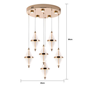 Harold 6'lı 40 Watt Yuvarlak Gold Ledli Modern  Salon Avize
