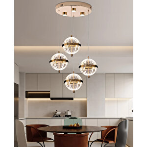 Barkın 4'lü 24 Watt Yuvarlak Gold Ledli Modern Salon Avize