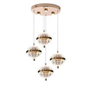 Barkın 4'lü 24 Watt Yuvarlak Gold Ledli Modern Salon Avize