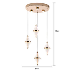 Harold 4'lü 24 Watt Yuvarlak Gold Ledli Modern Salon Avize
