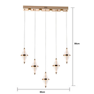 Harold 5'li 37 Watt Sıralı Gold Ledli Modern Salon Avize
