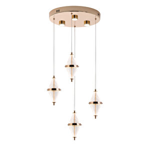 Edward 4'lü 42 Watt Yuvarlak Gold Ledli Modern Salon Avize