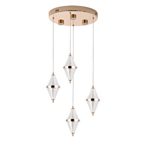 Edward 4'lü 42 Watt Yuvarlak Gold Ledli Modern Salon Avize