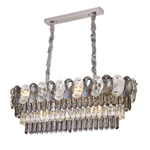 Sento 80'lik Yemek Masası Üstü Sıralı Kristallli Avize