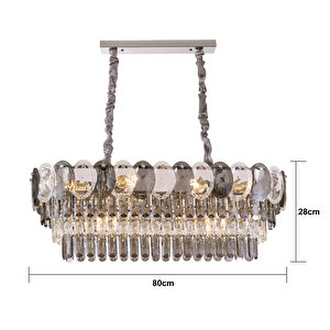 Sento 80'lik Yemek Masası Üstü Sıralı Kristallli Avize