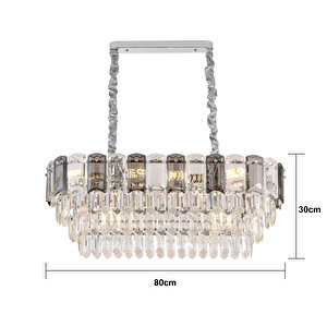 Colın 80'lik Yemek Masası Üstü Krom Kaplamalı Kristalli Avize