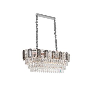 Colın 80'lik Yemek Masası Üstü Krom Kaplamalı Kristalli Avize