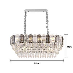 Colın 80'lik Yemek Masası Üstü Krom Kaplamalı Kristalli Avize