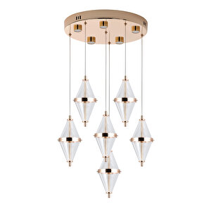 Edward 6'lı 70 Watt Yuvarlak Gold Ledli Modern Salon Avize