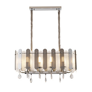 Madera 80'lik Krom Füme Camlı Kristal Taşlı Avize