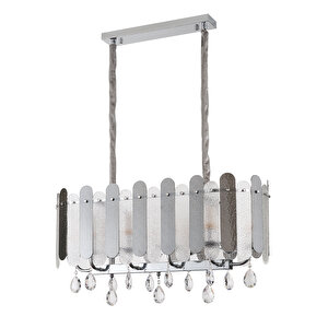 Madera 80'lik Krom Füme Camlı Kristal Taşlı Avize