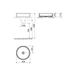 Loop Yuvarlak Çanak Lavabo 45 Cm Berry Lp145-00br00e-0000