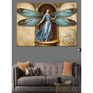 Kanatlı Kadın Heykeli Figürü Dekoratif Kanvas - Mdf Ahşap Tablo 25x35 cm