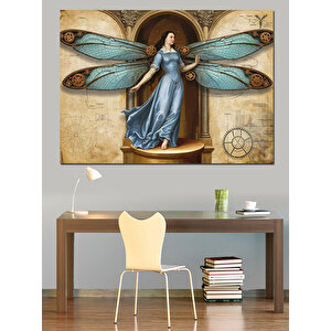 Kanatlı Kadın Heykeli Figürü Dekoratif Kanvas - Mdf Ahşap Tablo 25x35 cm