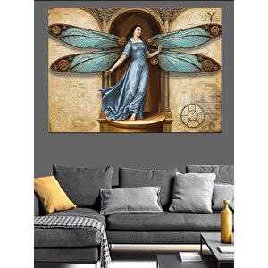 Kanatlı Kadın Heykeli Figürü Dekoratif Kanvas - Mdf Ahşap Tablo 25x35 cm