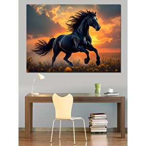 Karanlıkta Koşan Güçlü At Dekoratif Kanvas - Mdf Ahşap Tablo 25x35 cm