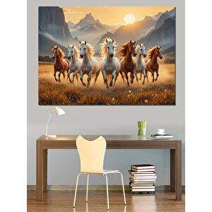 Günbatımında Koşan Atlılar Dekoratif Kanvas - Mdf Ahşap Tablo 25x35 cm