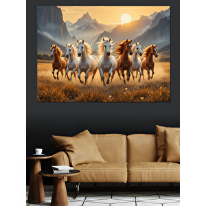 Günbatımında Koşan Atlılar Dekoratif Kanvas - Mdf Ahşap Tablo