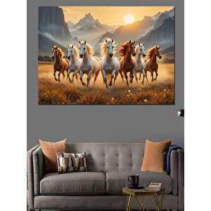 Günbatımında Koşan Atlılar Dekoratif Kanvas - Mdf Ahşap Tablo 70x100 cm
