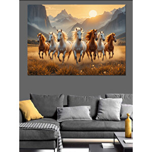 Günbatımında Koşan Atlılar Dekoratif Kanvas - Mdf Ahşap Tablo 70x100 cm