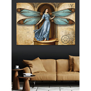 Kanatlı Kadın Heykeli Figürü Dekoratif Kanvas - Mdf Ahşap Tablo