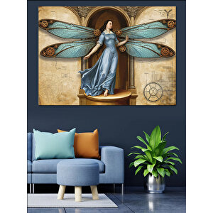 Kanatlı Kadın Heykeli Figürü Dekoratif Kanvas - Mdf Ahşap Tablo