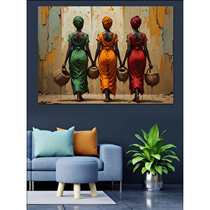 Geleneksel Kadın Yürüyüşü Dekoratif Kanvas - Mdf Ahşap Tablo 50x70 cm