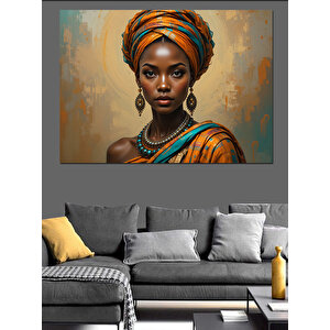 Renkli Afrikalı Güçlü Kadın Dekoratif Kanvas - Mdf Ahşap Tablo 50x70 cm