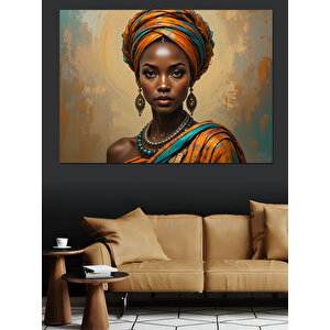 Renkli Afrikalı Güçlü Kadın Dekoratif Kanvas - Mdf Ahşap Tablo 50x70 cm