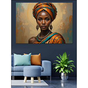 Renkli Afrikalı Güçlü Kadın Dekoratif Kanvas - Mdf Ahşap Tablo 50x70 cm